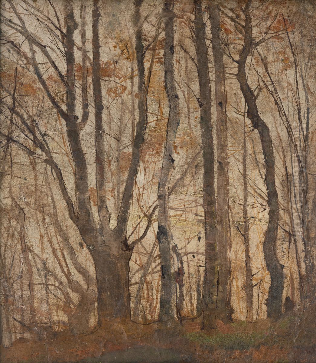 Autumn Forest Oil Painting by Laszlo Mednyanszky