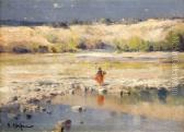 Recogiendo Agua Del Rio Oil Painting by Eliseu Meifren i Roig