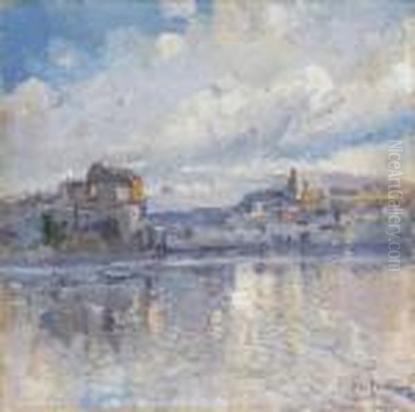 Paisaje Costero Con Ciudad Al Fondo Oil Painting by Eliseu Meifren i Roig