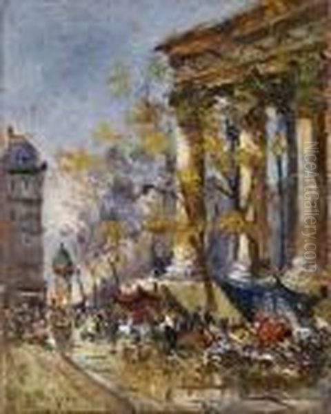 Mercado De Flores En Paris Oil Painting by Eliseu Meifren i Roig