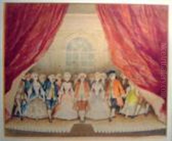 Attributed To Jean Lewis Ernst Meissonier , 'on The Stage' Oil Painting by Jean-Louis-Ernest Meissonier