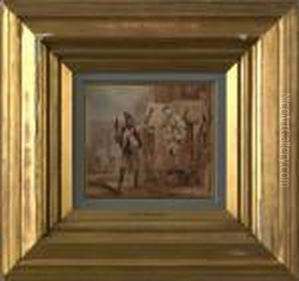 Street Scene With Two Figures Oil Painting by Jean-Louis-Ernest Meissonier