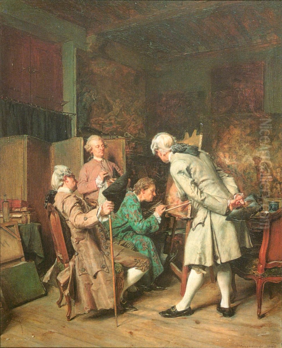 Les Amateurs De Peinture Oil Painting by Jean-Louis-Ernest Meissonier