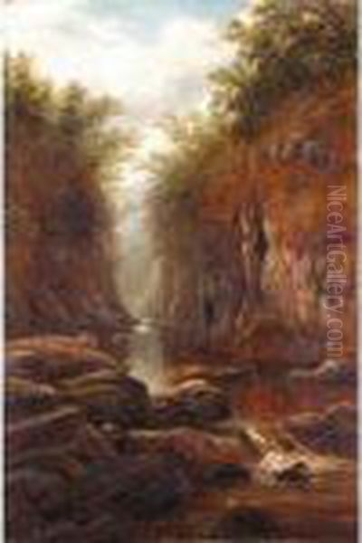 Fairy Glen, North Wales Oil Painting by William Mellor