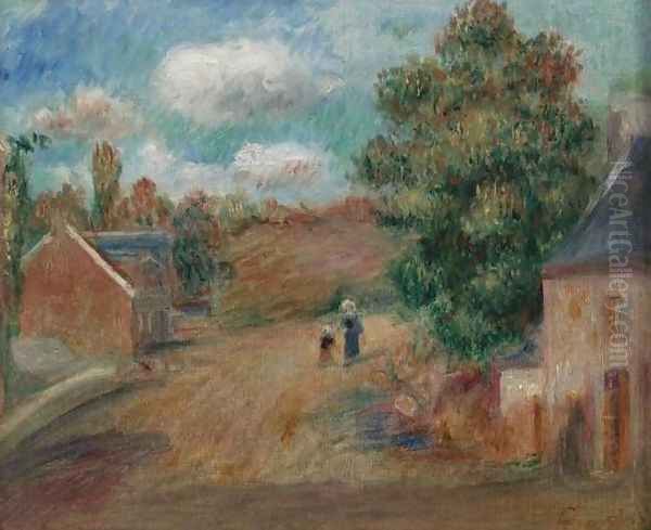 Entree de village avec femme et enfant Oil Painting by Pierre Auguste Renoir