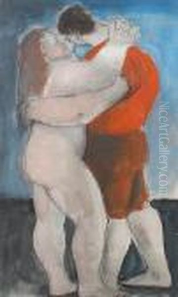 'the Lovers' Oil Painting by Bernard Meninsky