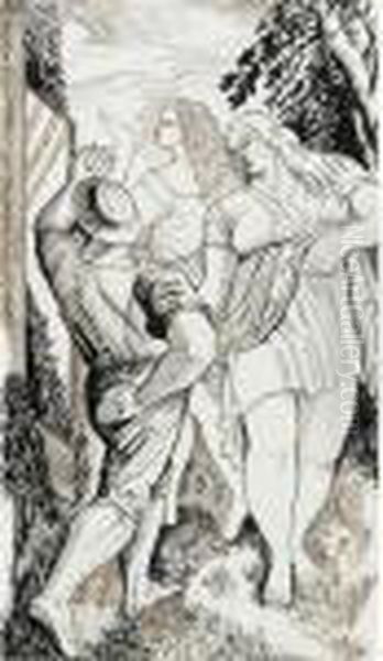 Three Figures Dancing Oil Painting by Bernard Meninsky