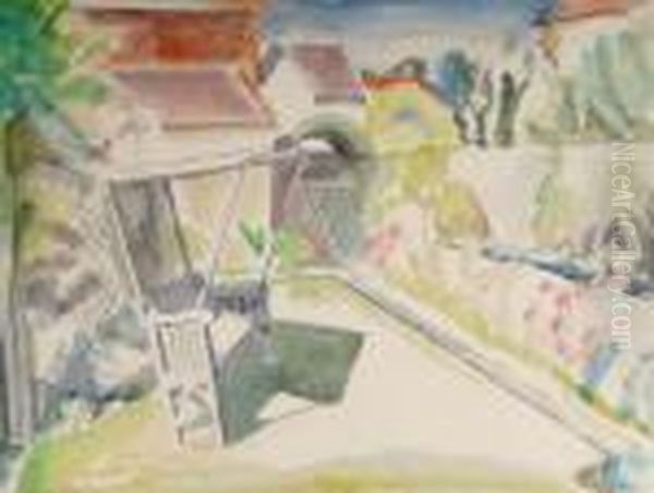 Garden Seat Oil Painting by Bernard Meninsky