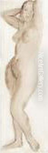 Standing Nude Oil Painting by Bernard Meninsky