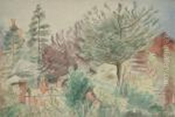 Garden Scene. Oil Painting by Bernard Meninsky