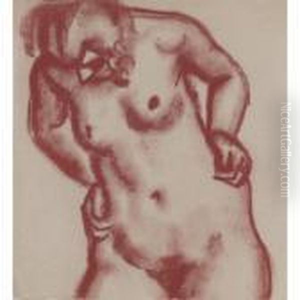 Leaning Nude Oil Painting by Bernard Meninsky