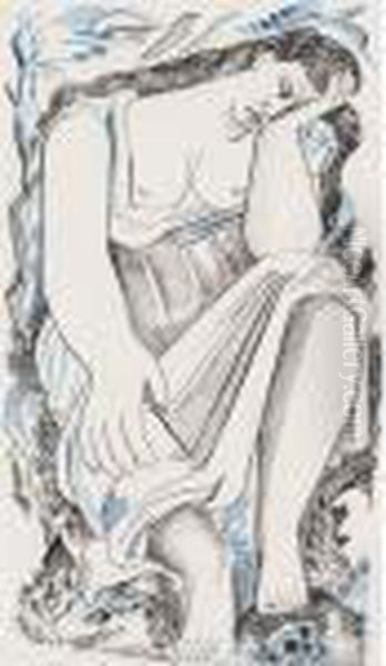 Seated Female Oil Painting by Bernard Meninsky