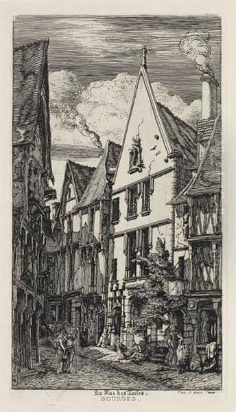 Rue De Toiles, 
Bourges Oil Painting by Charles Meryon
