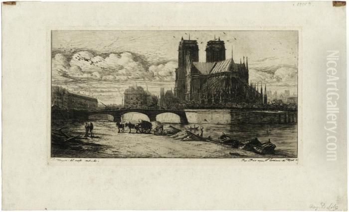 L'abside De Notre Dame De Paris Oil Painting by Charles Meryon