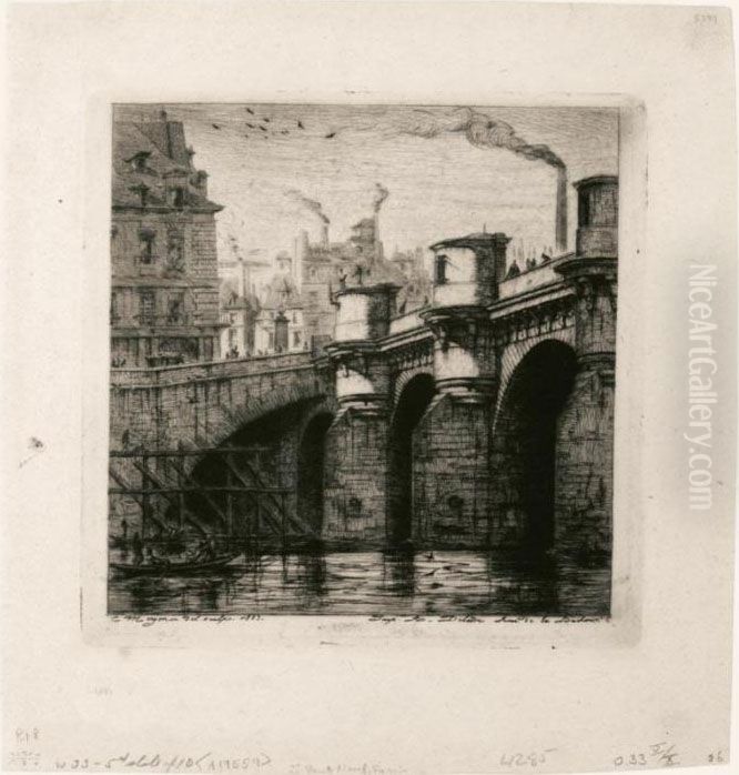 Le Pont-neuf (s.30) Oil Painting by Charles Meryon