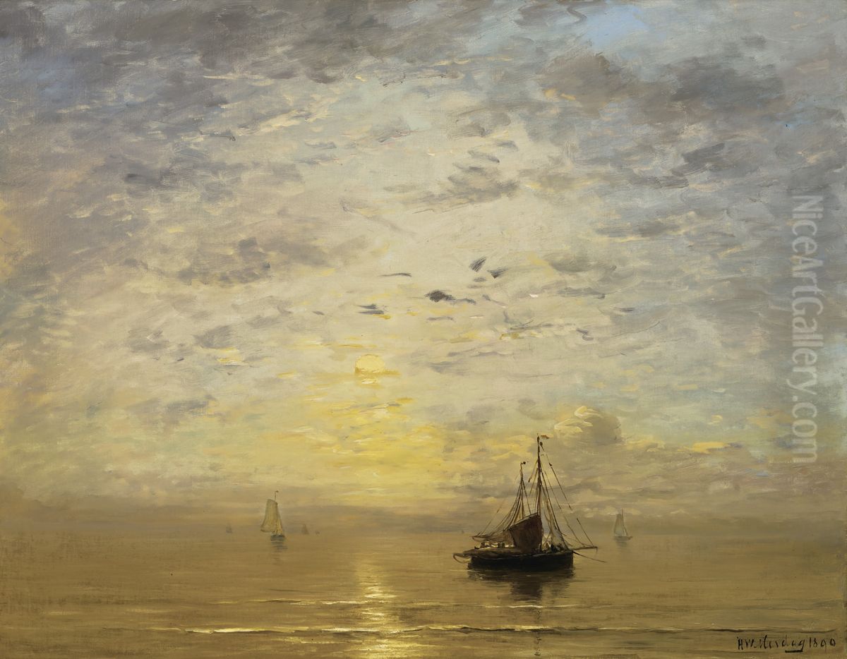 Marine Oil Painting by Hendrik Willem Mesdag