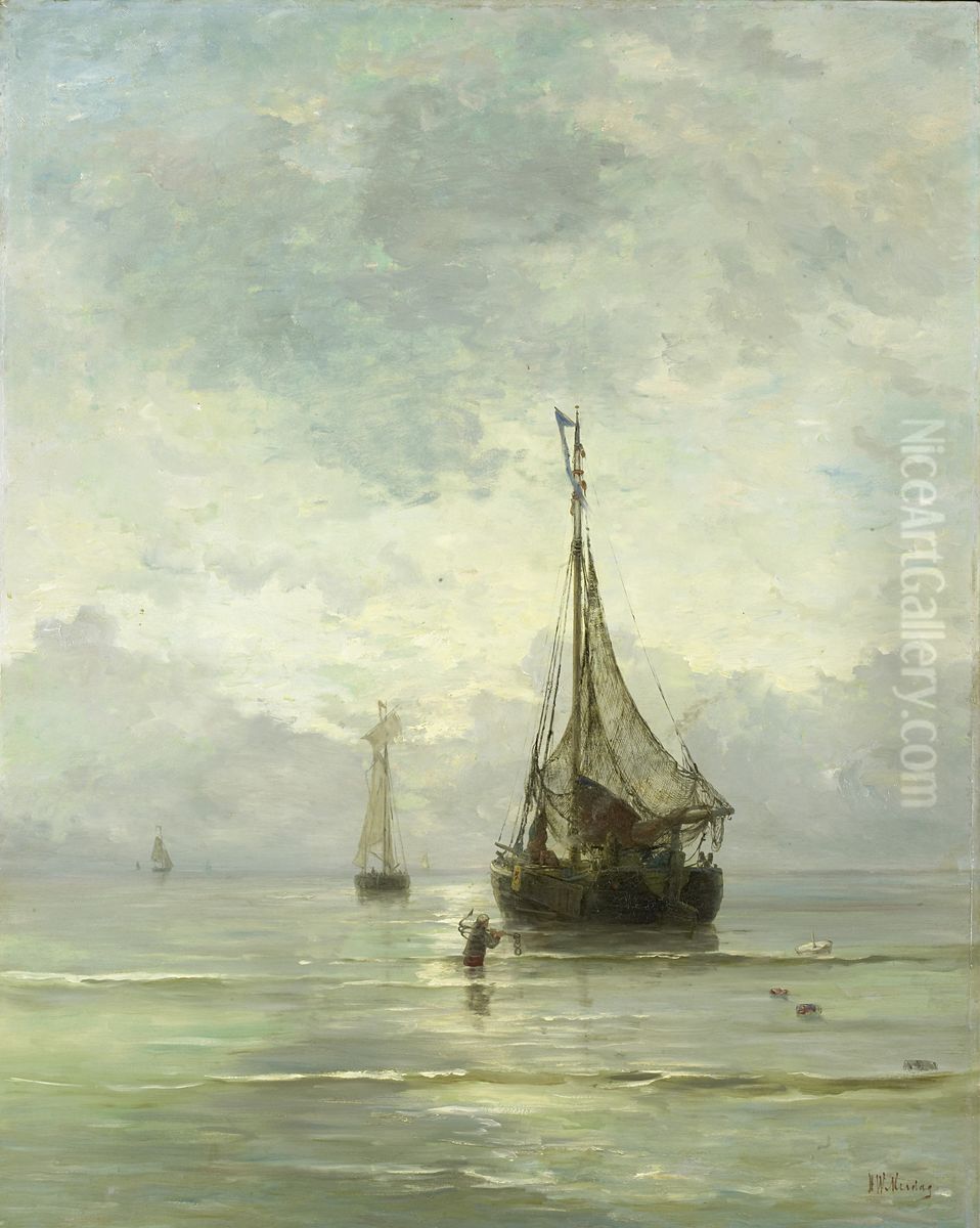 Kalme Zee Oil Painting by Hendrik Willem Mesdag