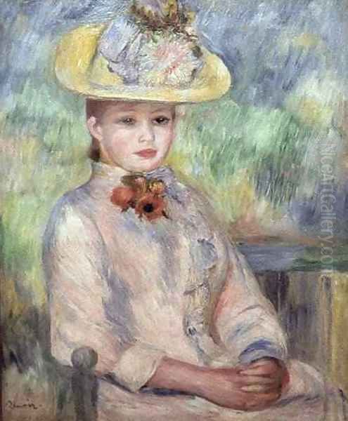 Girl in the Yellow Hat Oil Painting by Pierre Auguste Renoir