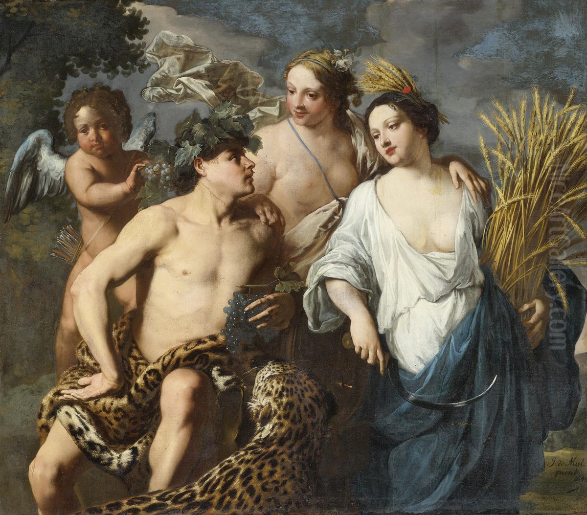 Ceres, Bacchus And Venus Oil Painting by Jan Miel
