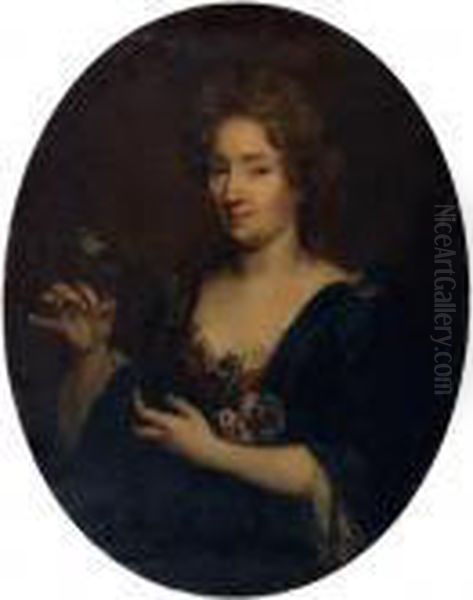 Portrait De Femme A La Fleur D'oranger Oil Painting by Pierre Mignard