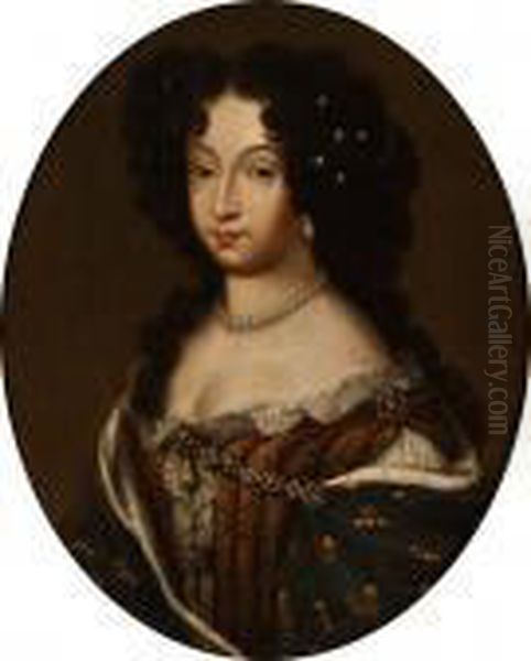 Portrait Marie Louise D'orleans Oil Painting by Pierre Mignard