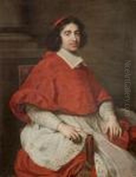 Portrait Said To Be Of 
Jean-francois-paul Degondi, Cardinal De Retz 
(1613-1679),three-quarter-length Oil Painting by Pierre Mignard