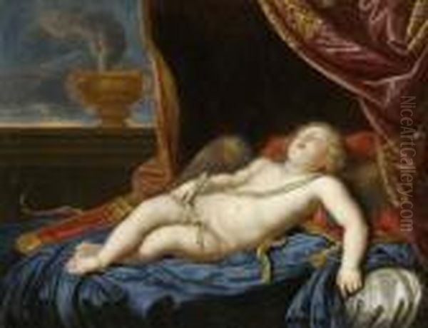 Cupid Sleeping. Oil Painting by Pierre Mignard