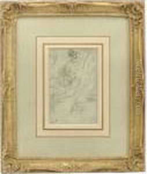 Study Of A Head Of An Angel And God The Father With A Study Of Apope Oil Painting by Pierre Mignard