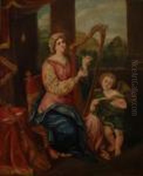 Saint Cecile Chantant Les Louanges Du Seigneur Oil Painting by Pierre Mignard