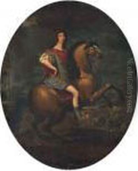 Portrait Equestre Du Grand Conde Oil Painting by Pierre Mignard