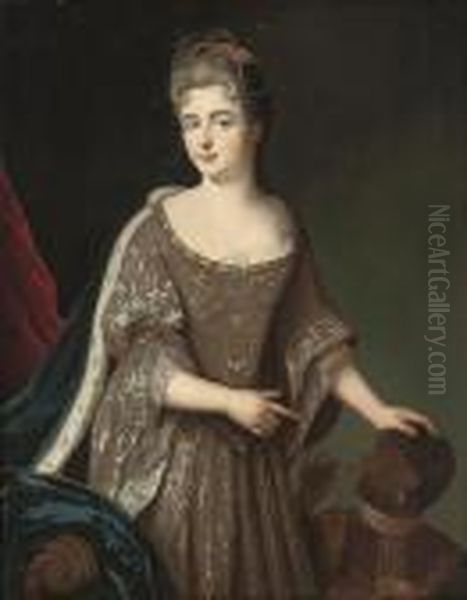 Portrait Of A Lady Traditionally
 Identified As Princessmarie-adelaide Of Savoy (1685-1712) Oil Painting by Pierre Mignard