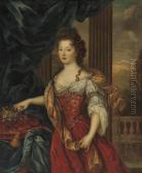 Portrait Of Marie-therese De Bourbon Oil Painting by Pierre Mignard