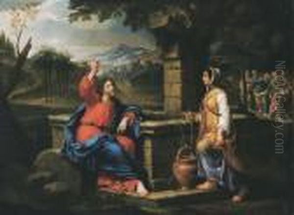 Christ And The Samaritan Women Near The Well Oil Painting by Pierre Mignard