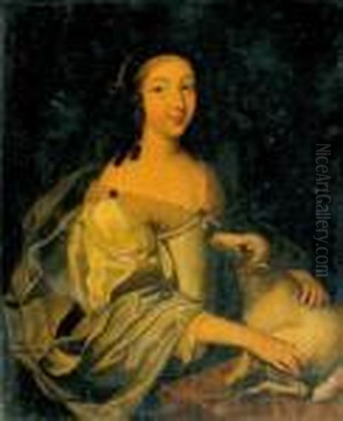 Portrait De Jeune Femme En Sainte Agnes Oil Painting by Pierre Mignard