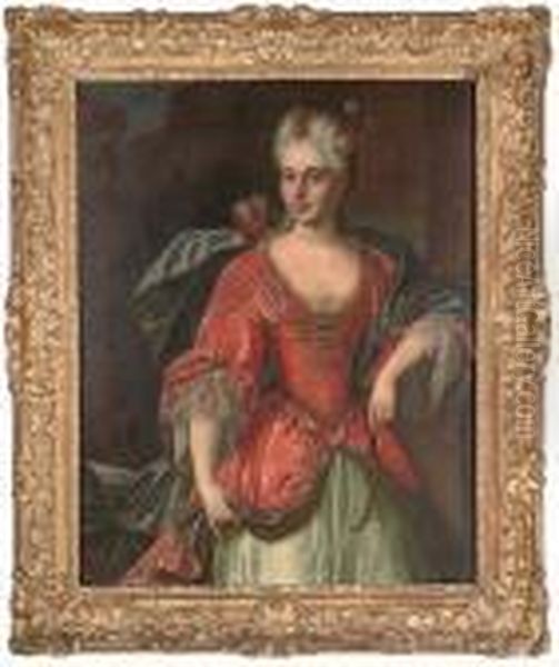 Portrait Of A Lady As Diana, Standing, Three Quarter-length, With A Bow And Quiver Oil Painting by Pierre Mignard