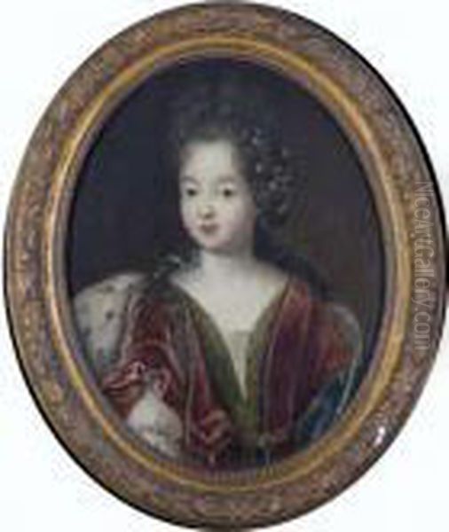 Jeune Femme De Qualite Et Sa Fille Oil Painting by Pierre Mignard