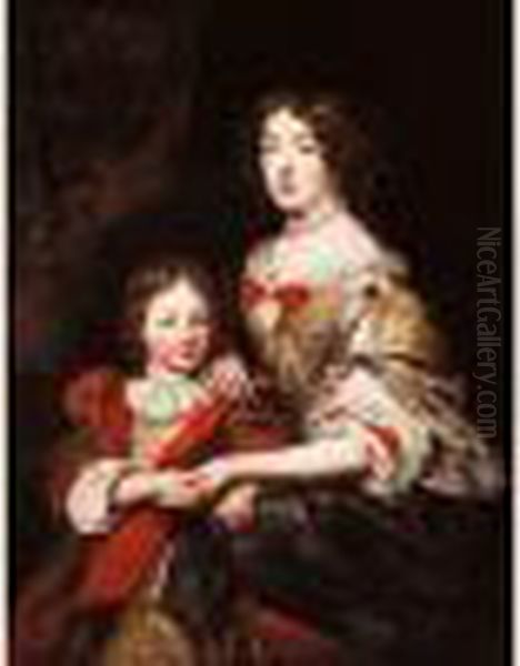 Portrait D'une Femme Et De Son Enfant Dit Aussi Madame De Sillery Et Son Fils Oil Painting by Pierre Mignard
