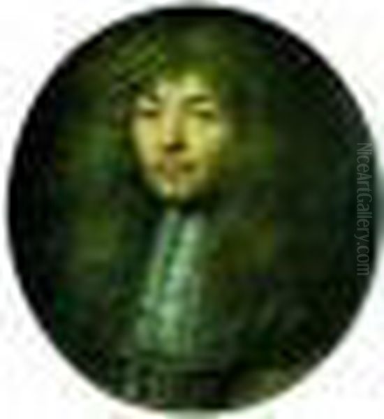 Portrait De Gentilhomme En Perruque Oil Painting by Pierre Mignard