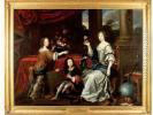 Portrait Presume De La Duchesse 
De La Valliere Et De Ses Enfants, Mademoiselle De Blois Et Le Comte De 
Vermandois. Oil Painting by Pierre Mignard