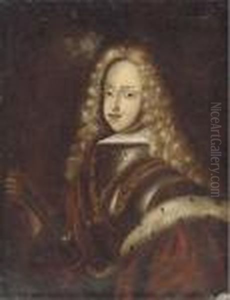 Portrait Of A Young Nobleman, Half-length, Wearing Armour Oil Painting by Pierre Mignard
