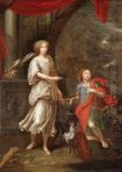 Fouri Kettos Portre Vadaszkosztumben Oil Painting by Pierre Mignard