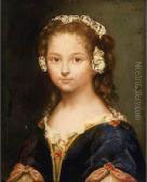 Portrait Of A Girl, Said To Be Jeanne De Fleurieu Oil Painting by Pierre Mignard