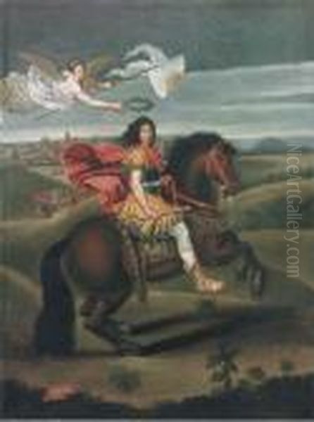 An Equestrian Portrait Of Louis Xiv Oil Painting by Pierre Mignard
