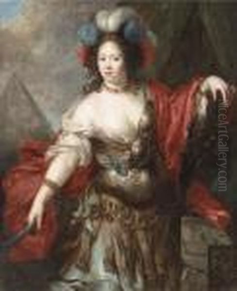 Portrait Of A Lady Said To Be Mue Mertain, As Minerva Oil Painting by Pierre Mignard