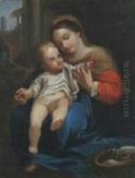 Madonna Col Bambino Oil Painting by Pierre Mignard