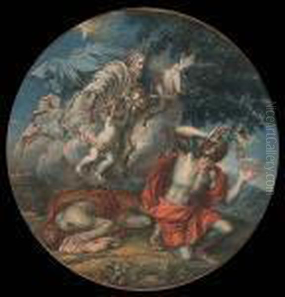 God Admonishing Cain Oil Painting by Pierre Mignard