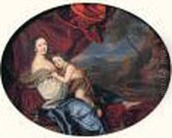 Portrait De Madame De Maintenon Et Du Duc Du Maine Oil Painting by Pierre Mignard