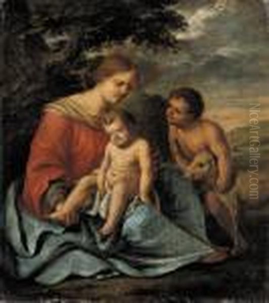 The Madonna And Child With The Infant Saint John The Baptist Oil Painting by Pierre Mignard