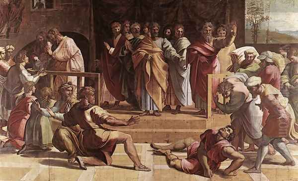 The Death Of Ananias Oil Painting by Raphael