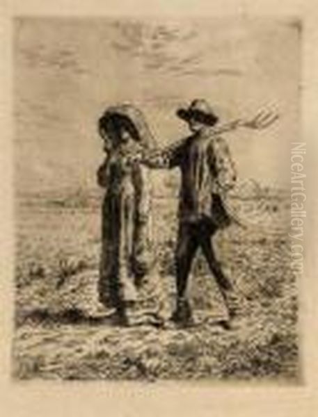Le Depart Pour Le Travail Oil Painting by Jean-Francois Millet